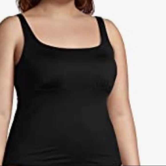 Land’s End Plus size tankini top swim square neck underwire black Various - Picture 11 of 12